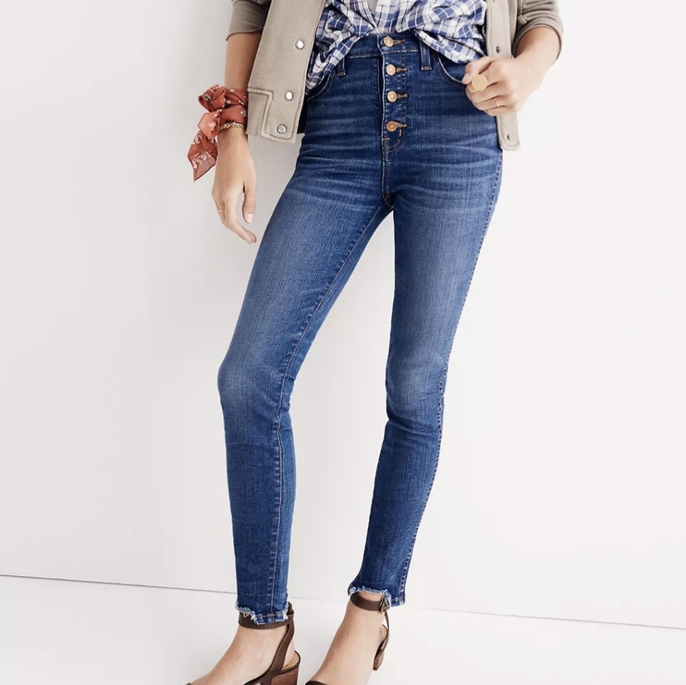 SOLD madewell 10'' (fits size 26) size 25 high-rise skinny raw chewed-hem VGUC